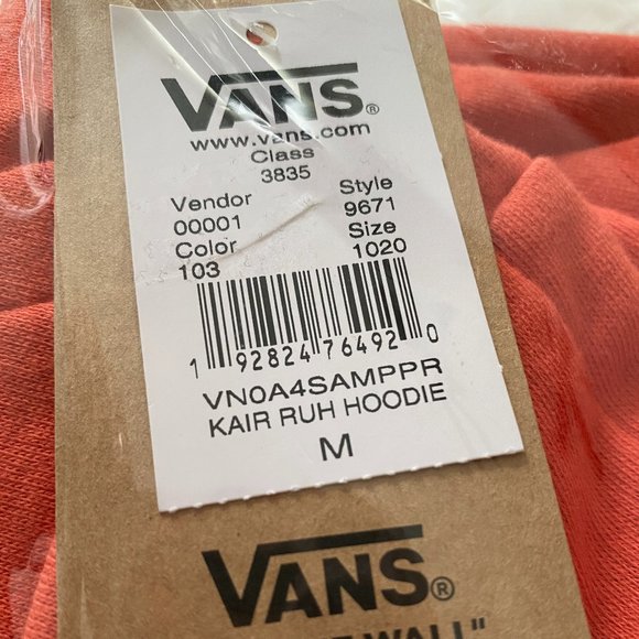 Vans Original Kair Ruh Hoodie Red Paprika Logo Women's Size XL VN0A4SAMPPR - Picture 5 of 6
